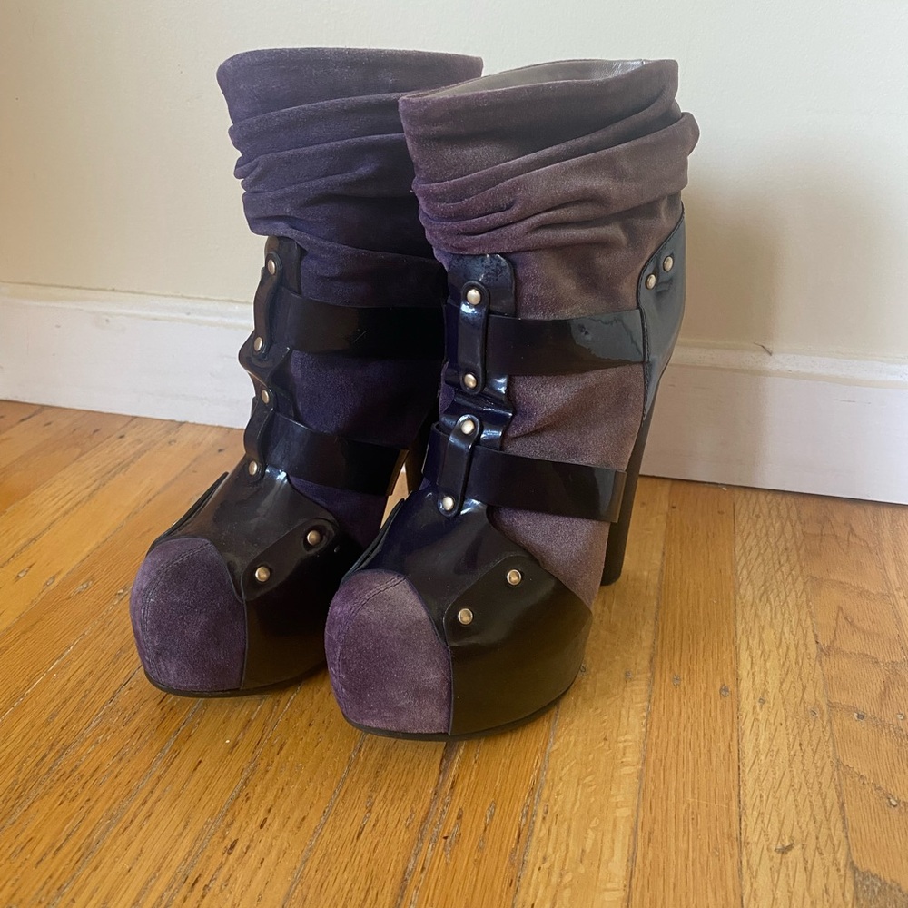 Versace Women's Purple and Black Boots